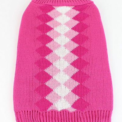 Midlee Argyle Dog Sweater – Pink