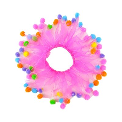 Midlee Pink Birthday Pom Pom Dog Collar